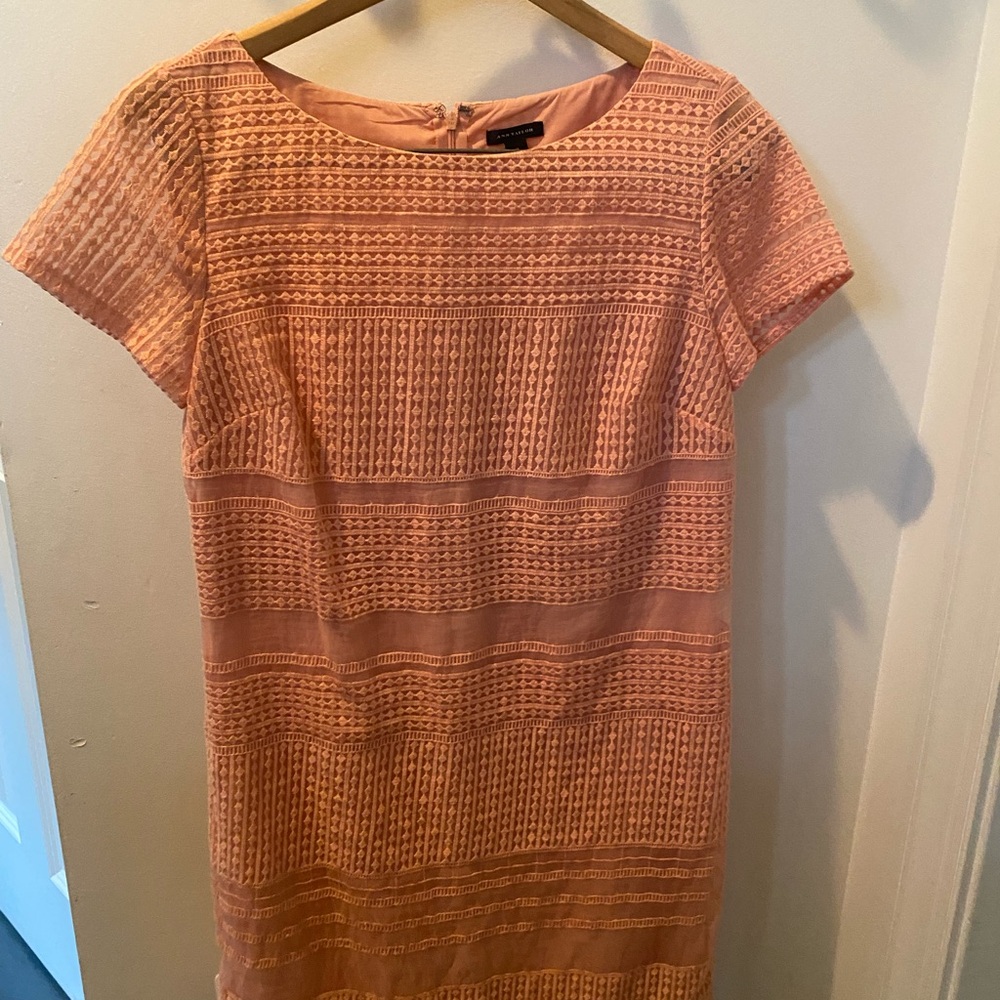 Ann Taylor Textured Coral Mini Dress